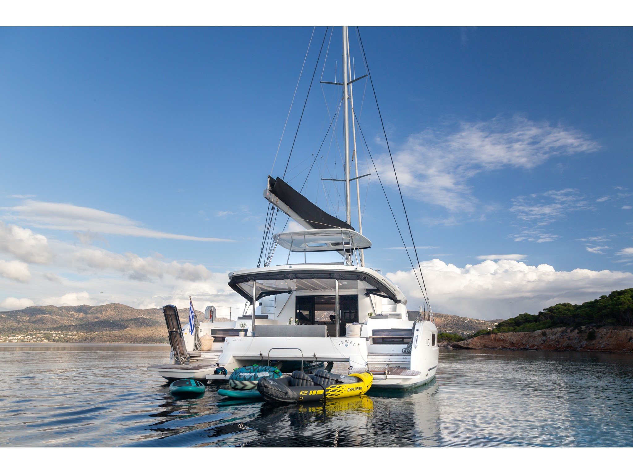 JEWEL (Charter rate includes VAT, Skipper Fee, Generator, Air-condition, Watermaker, Icemaker, Dishwasher, 2 SUP, Tubes, Kids Water-ski, Sea scooter, Electric BBQ) *Skippered only*